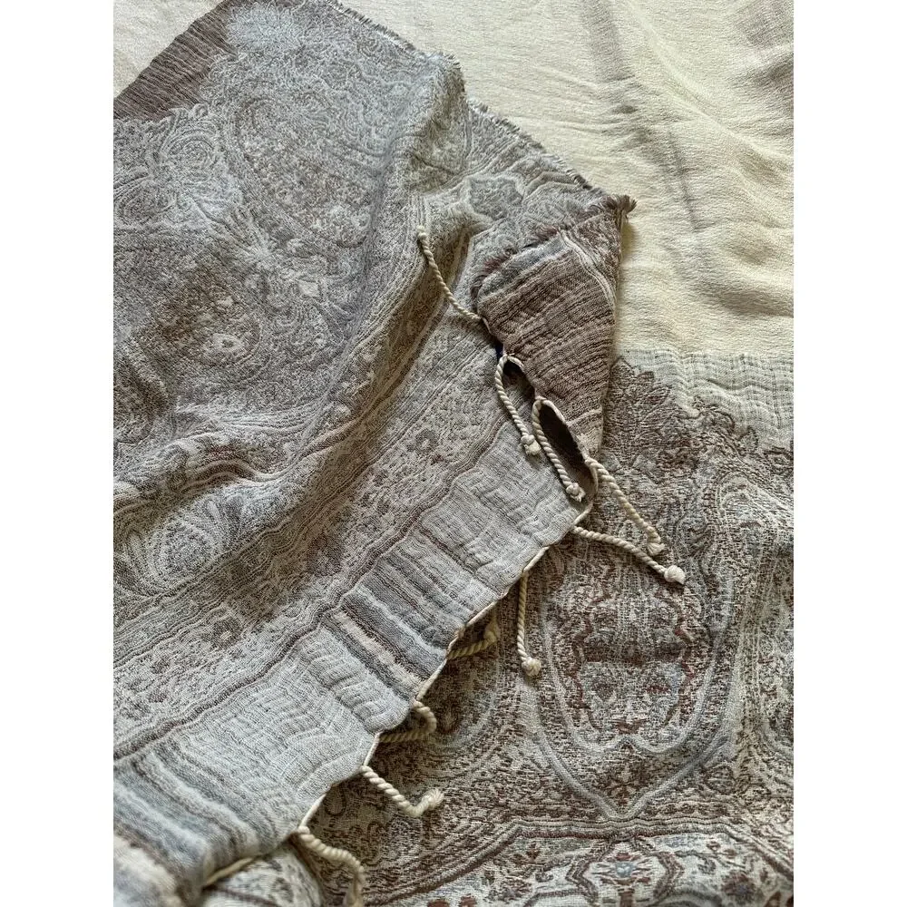 Ralph Lauren Marylebone Randle Cream Throw Blanket linen cotton cream paisley